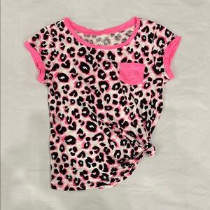 Justice Pink and Black Leopard Print Tee